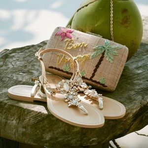 Beautiful BHLDN sandals with blue sole